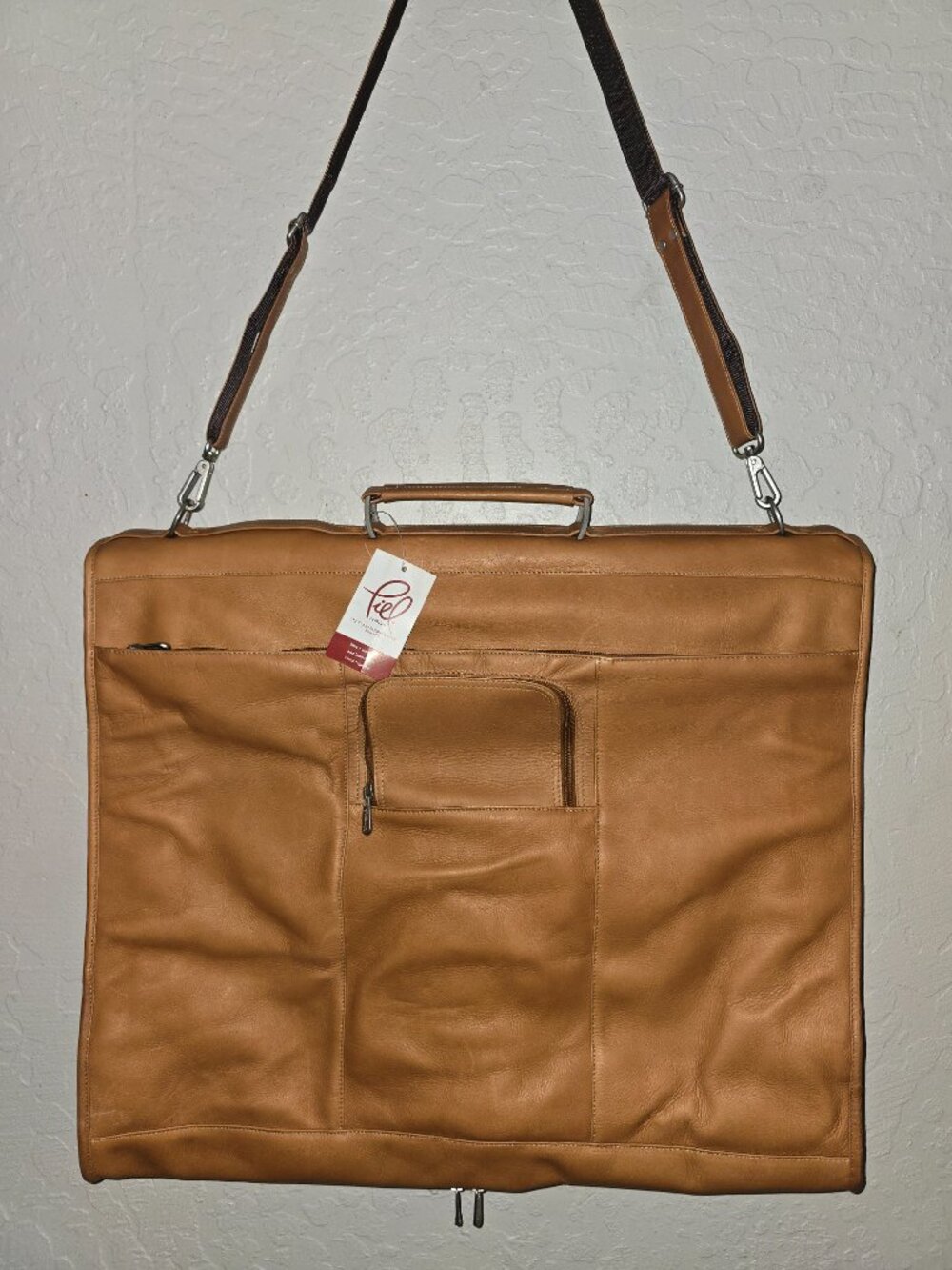 Piel Full Grain Genuine Leather Garment Bag In British Tan 40" x 22" Brand New